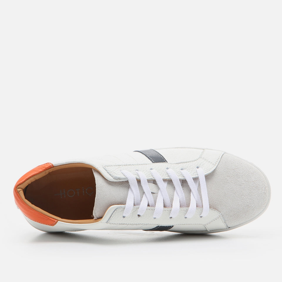 Genuine Leather White Men's Sneakers