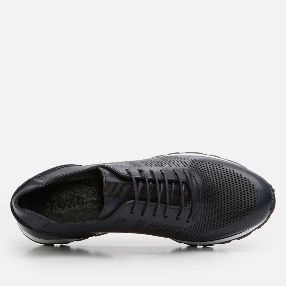 Genuine Leather Navy Blue Men's Sports Shoes