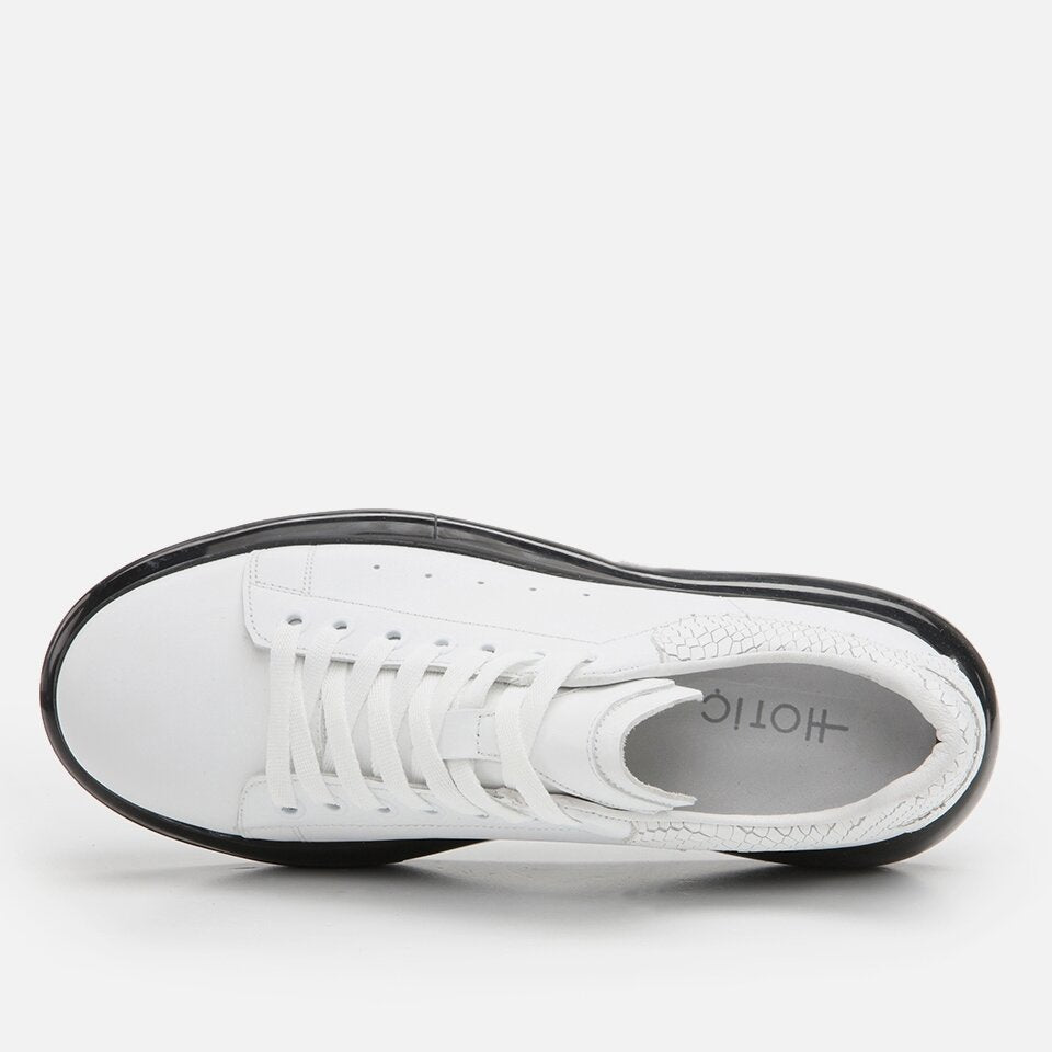 Genuine Leather White Men's Sneakers