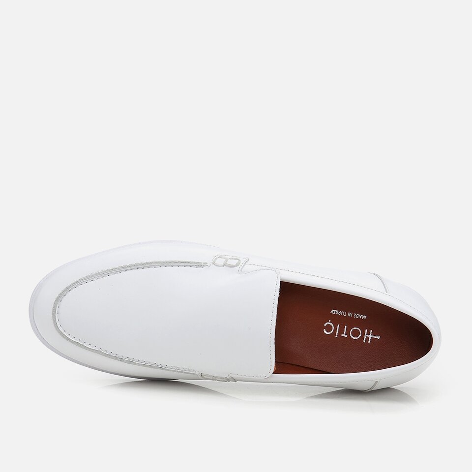 Genuine Leather White Men's Loafer