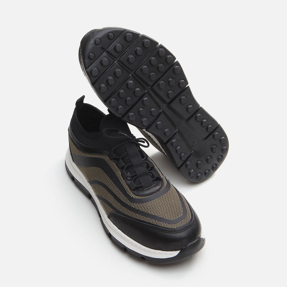 Genuine Leather Black Men's Sneakers