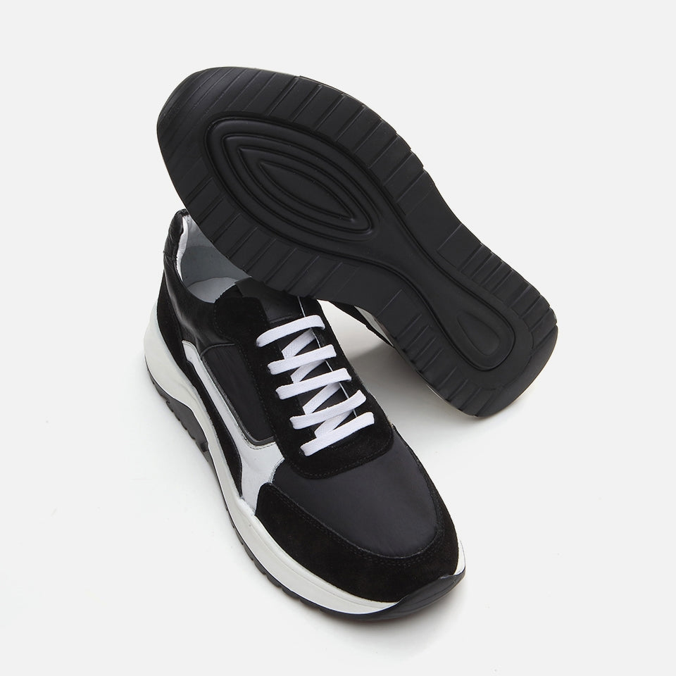 Genuine Leather Black Men's Sneakers