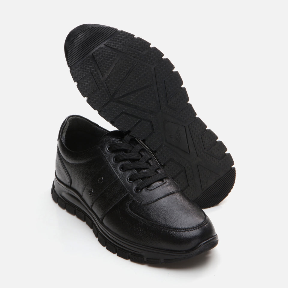 Genuine Leather Black Men's Sports Shoes