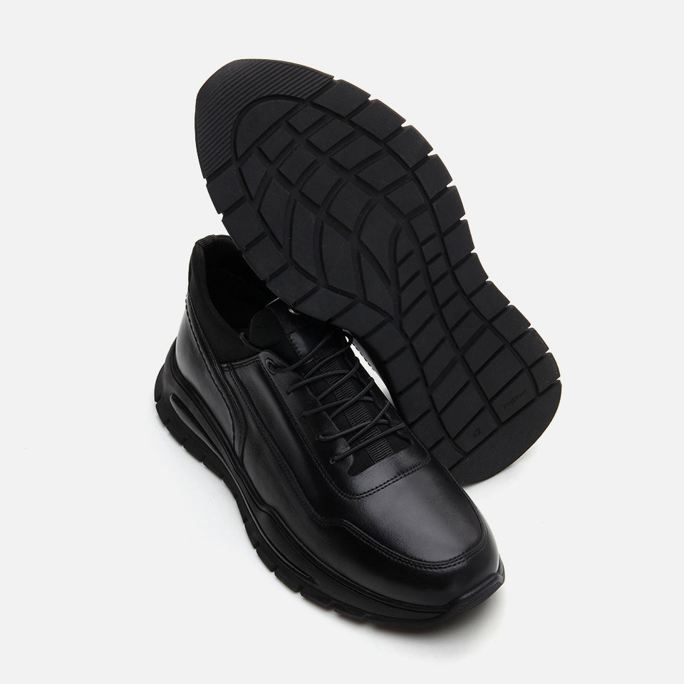 Genuine Leather Black Men's Sports Shoe