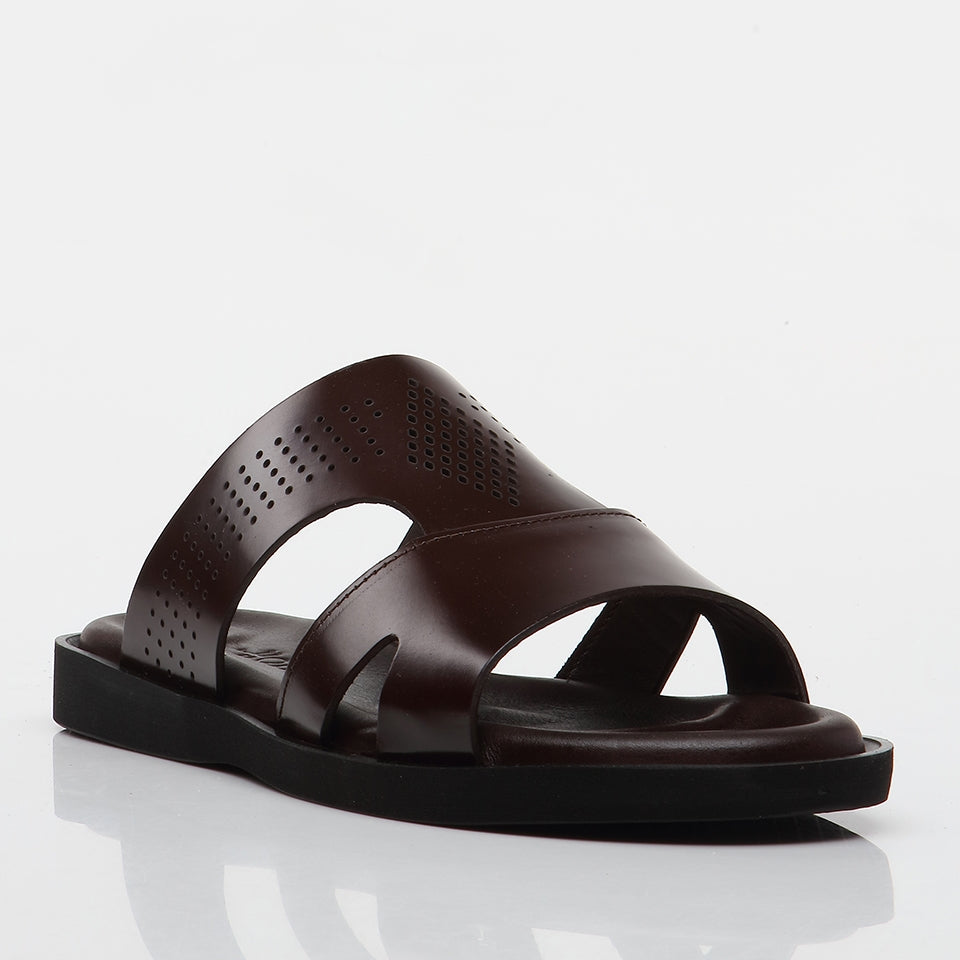 Genuine Leather Brown Men's Slippers