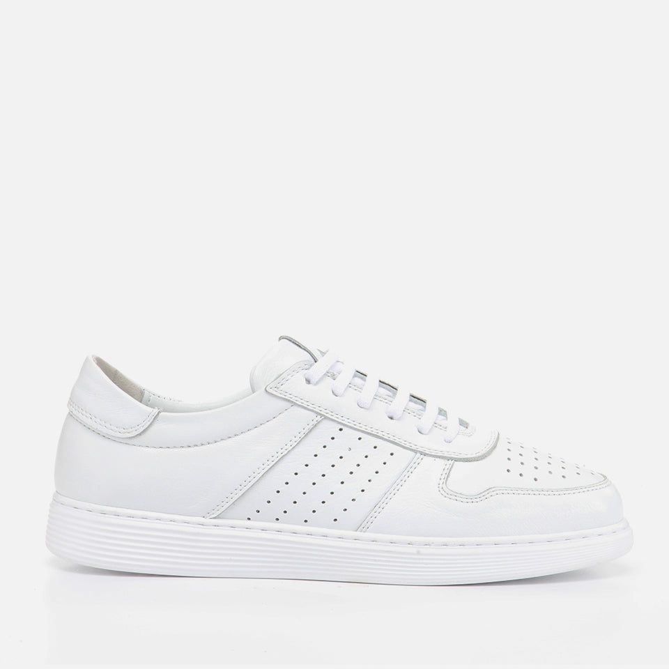 Genuine Leather White Men's Sneakers