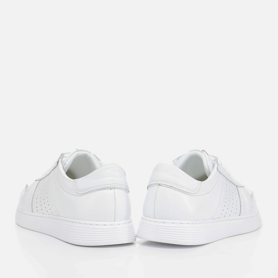 Genuine Leather White Men's Sneakers