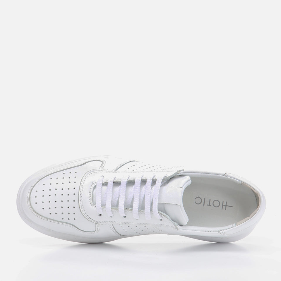 Genuine Leather White Men's Sneakers