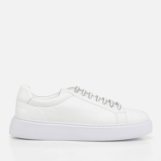 Genuine Leather White Men's Sneakers