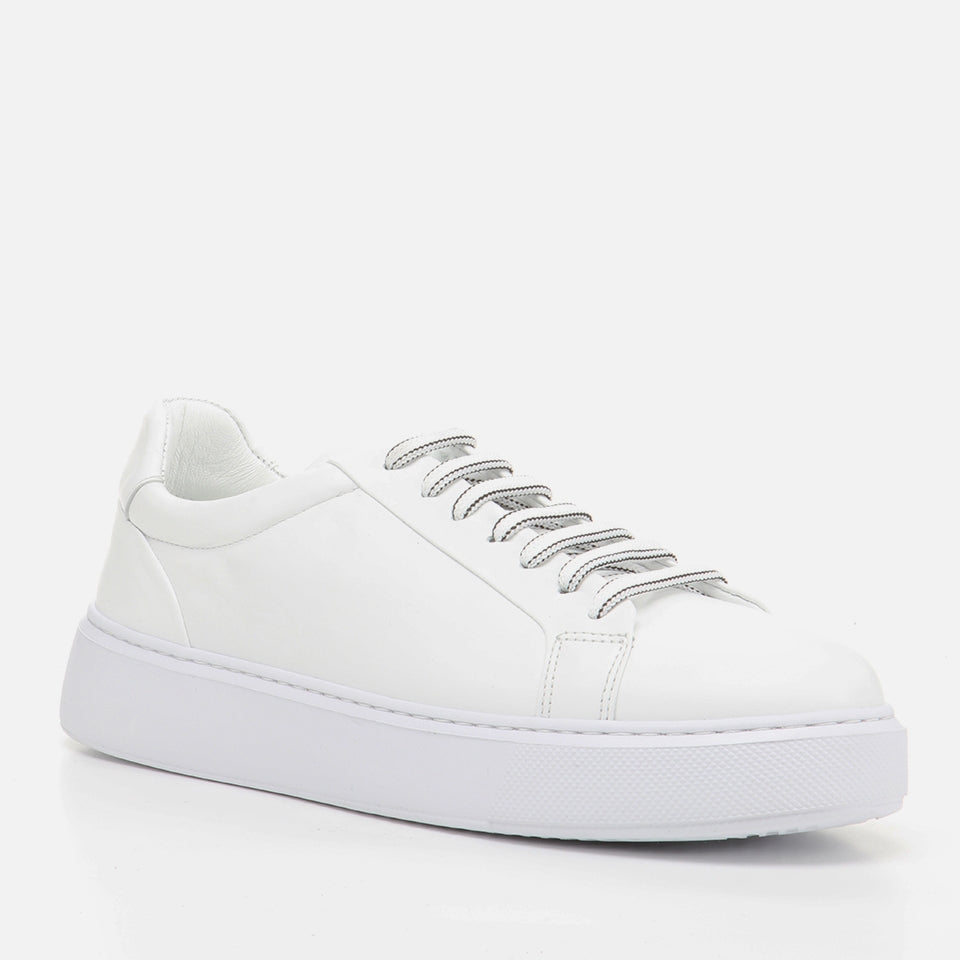 Genuine Leather White Men's Sneakers
