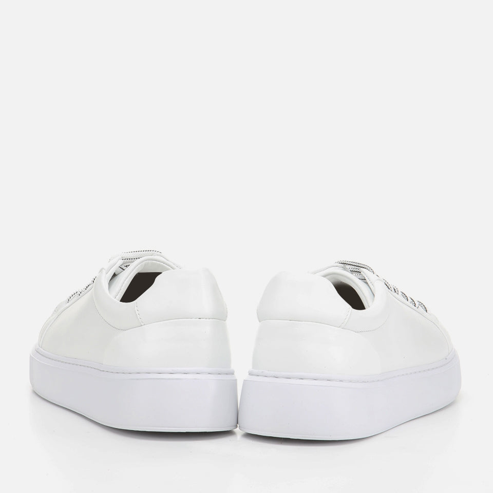 Genuine Leather White Men's Sneakers