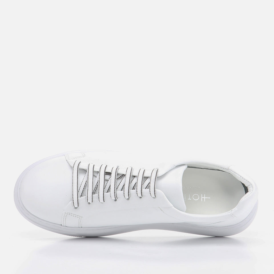Genuine Leather White Men's Sneakers