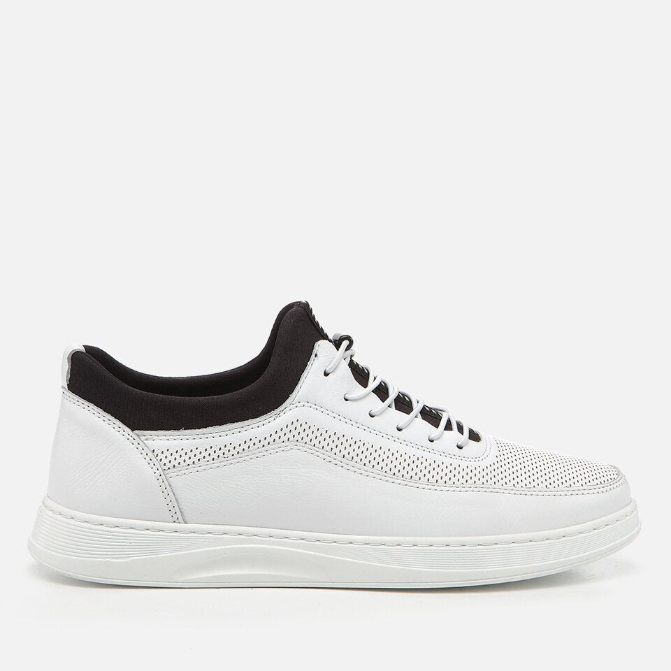Genuine Leather White Men's Sneakers
