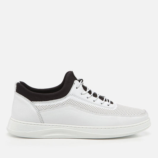 Genuine Leather White Men's Sneakers