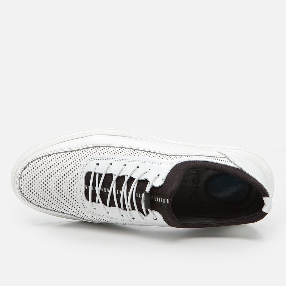 Genuine Leather White Men's Sneakers