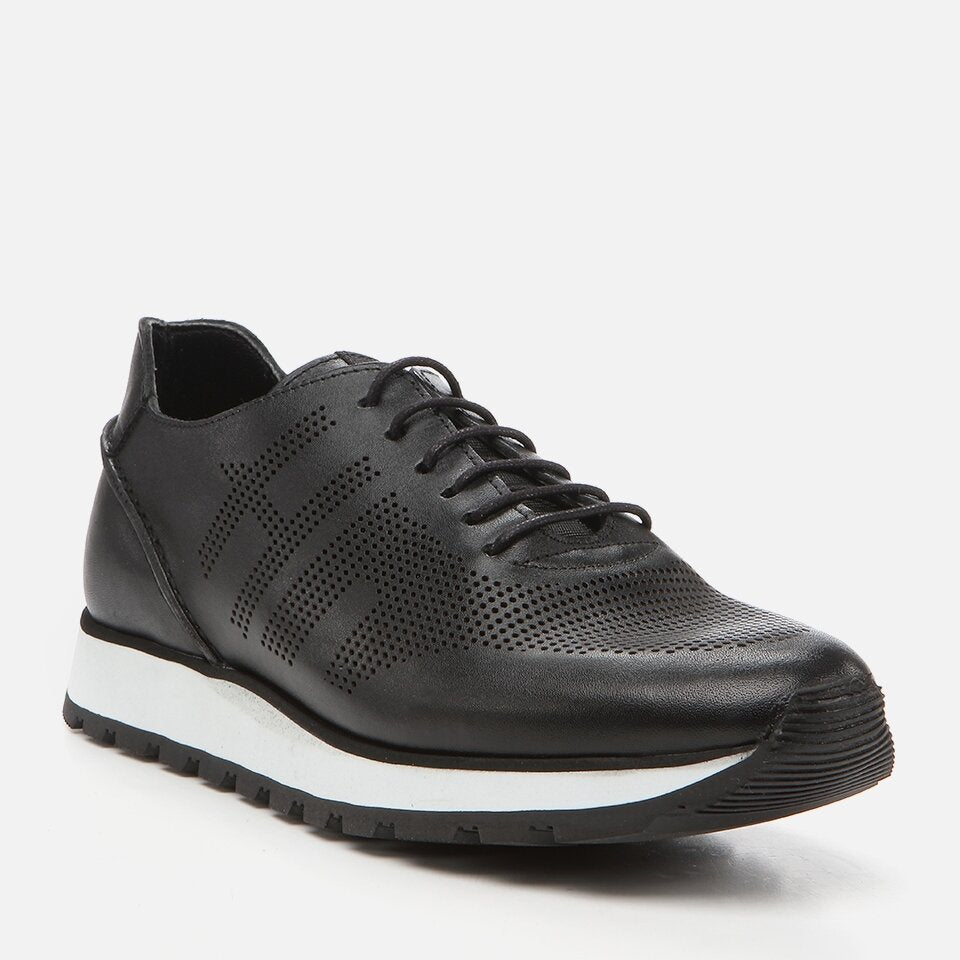 Genuine Leather Black Men's Sports Shoes