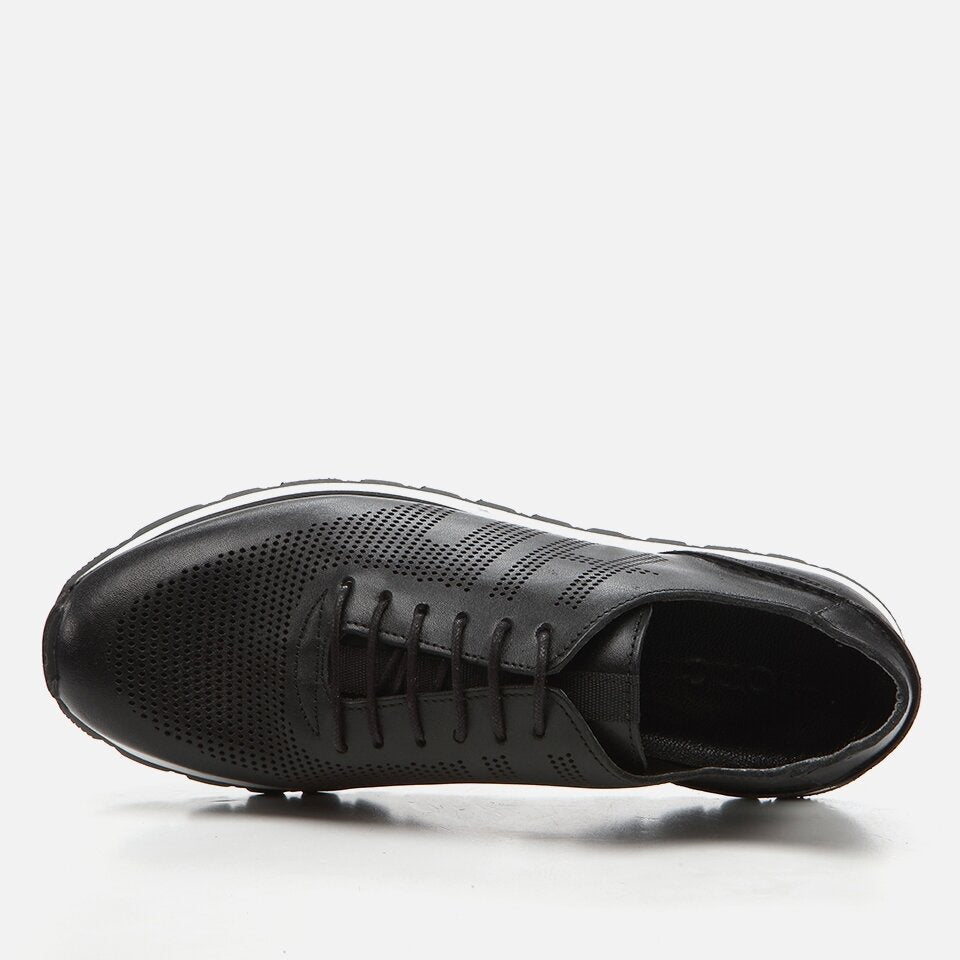 Genuine Leather Black Men's Sports Shoes