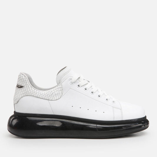 Genuine Leather White Men's Sneakers