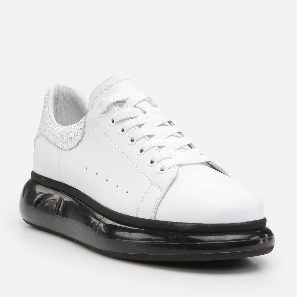Genuine Leather White Men's Sneakers
