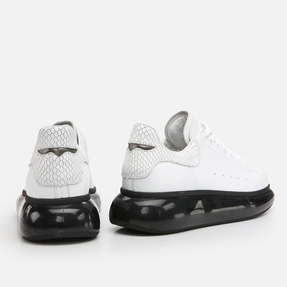 Genuine Leather White Men's Sneakers