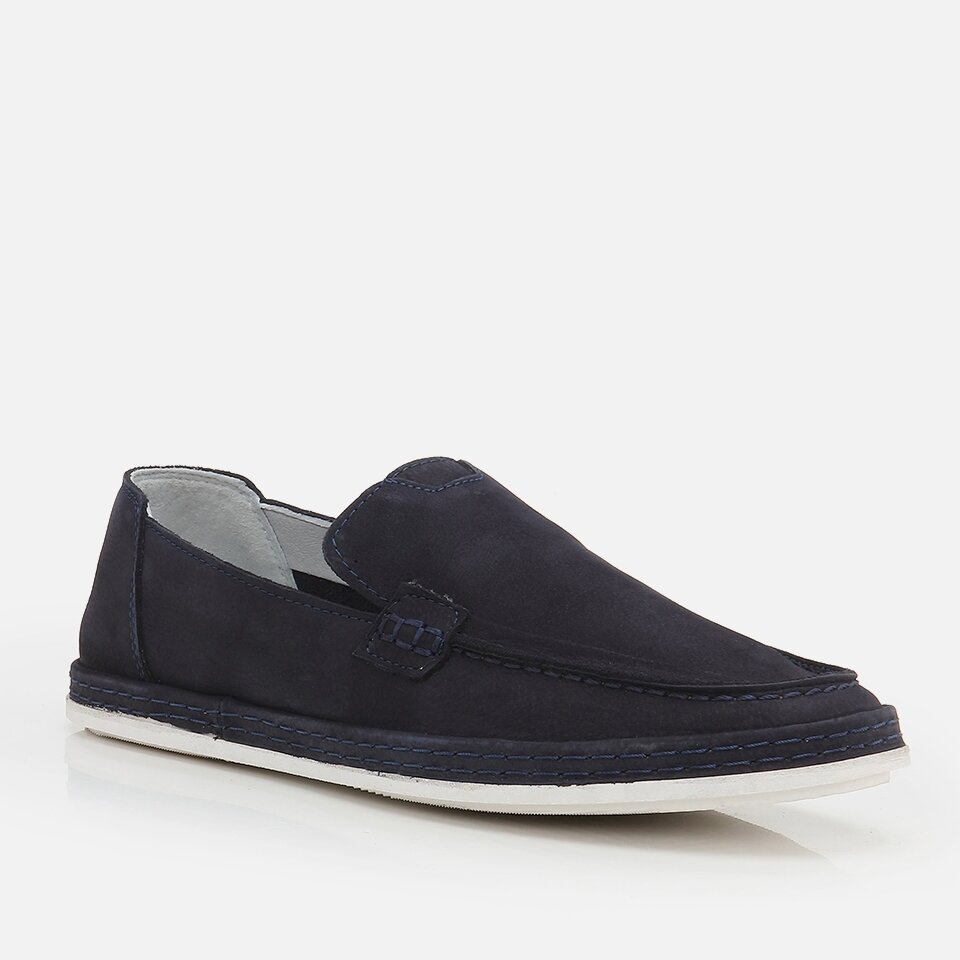 Genuine Leather Navy Blue Men's Loafer