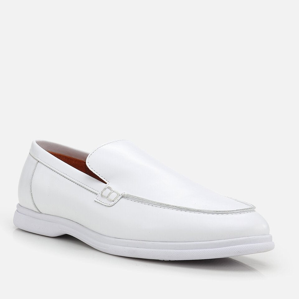 Genuine Leather White Men's Loafer