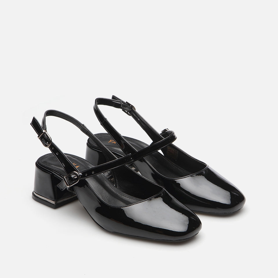 Mary Jane Black Yaya Women's Thick Heel