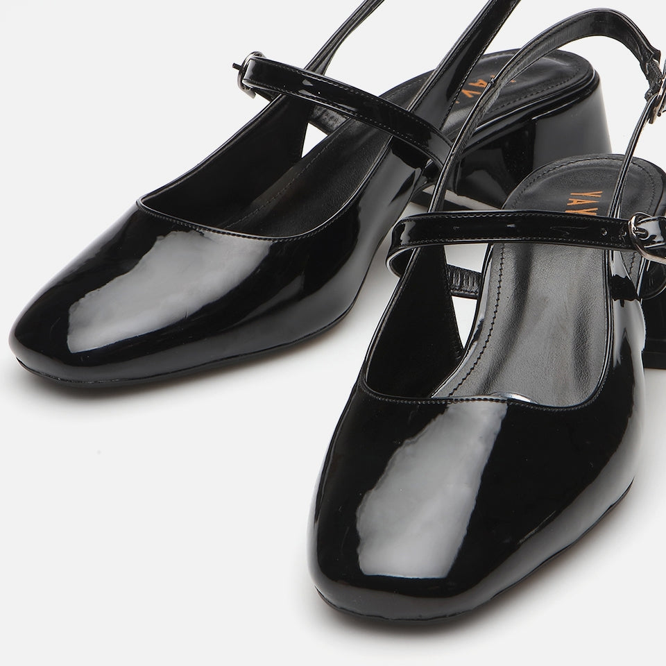 Mary Jane Black Yaya Women's Thick Heel