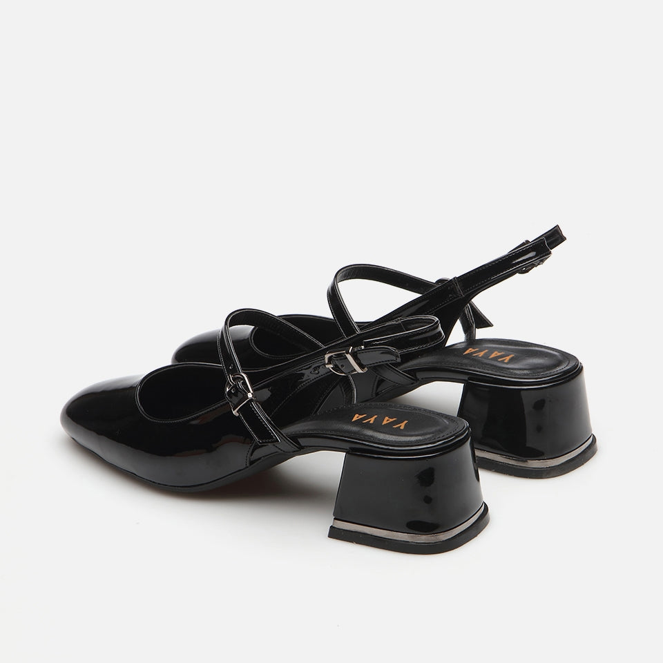 Mary Jane Black Yaya Women's Thick Heel