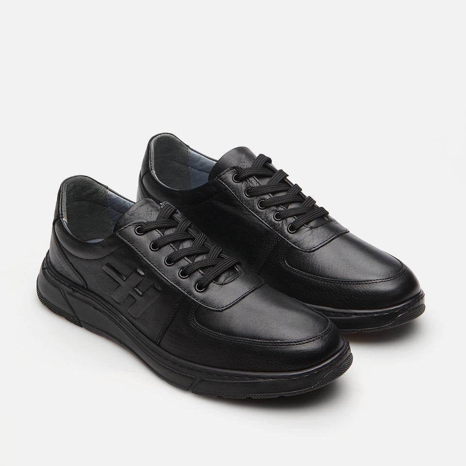 Genuine Leather Black Spring Men's Sports Shoes