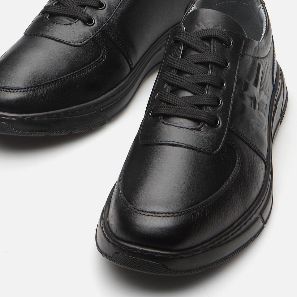 Genuine Leather Black Spring Men's Sports Shoes