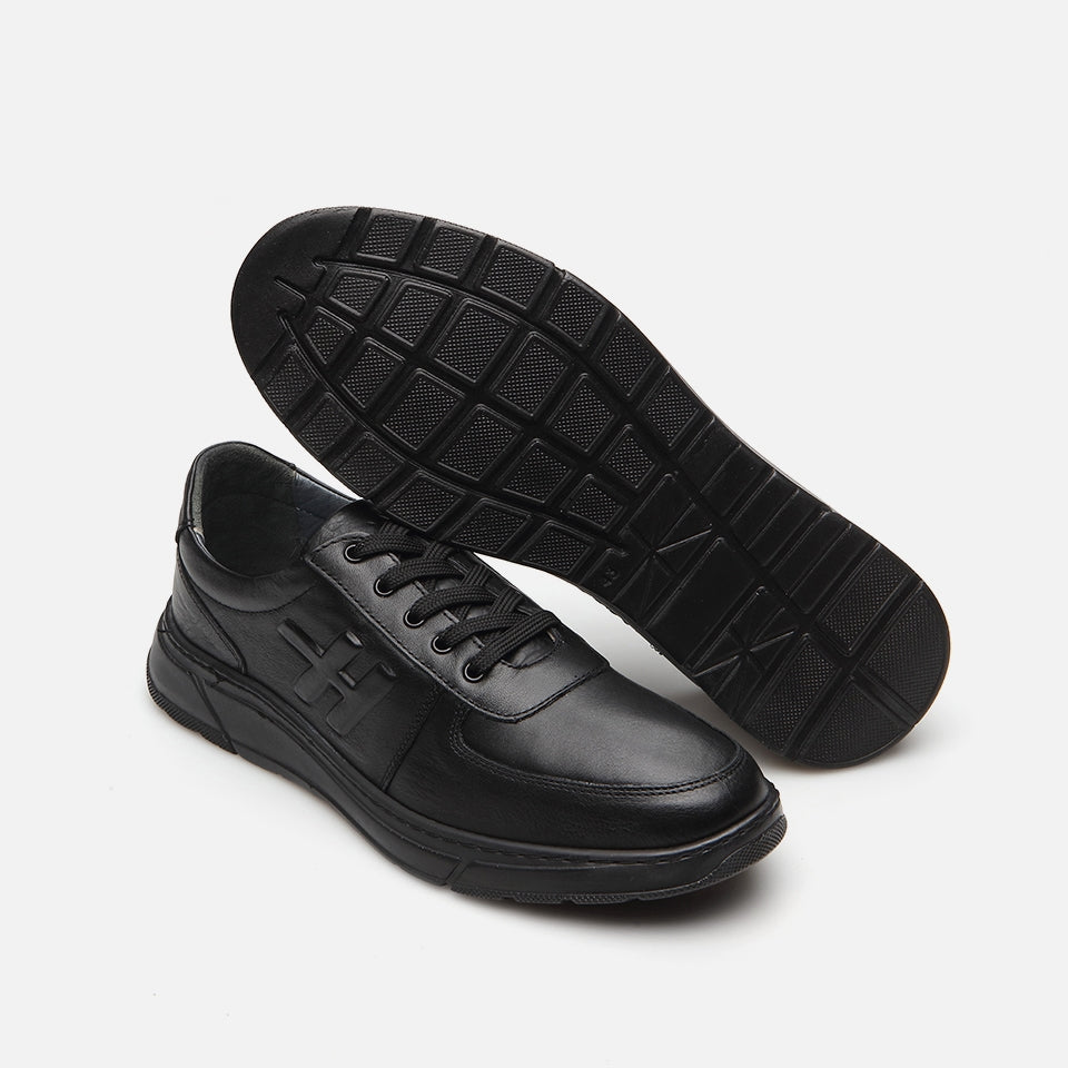 Genuine Leather Black Spring Men's Sports Shoes