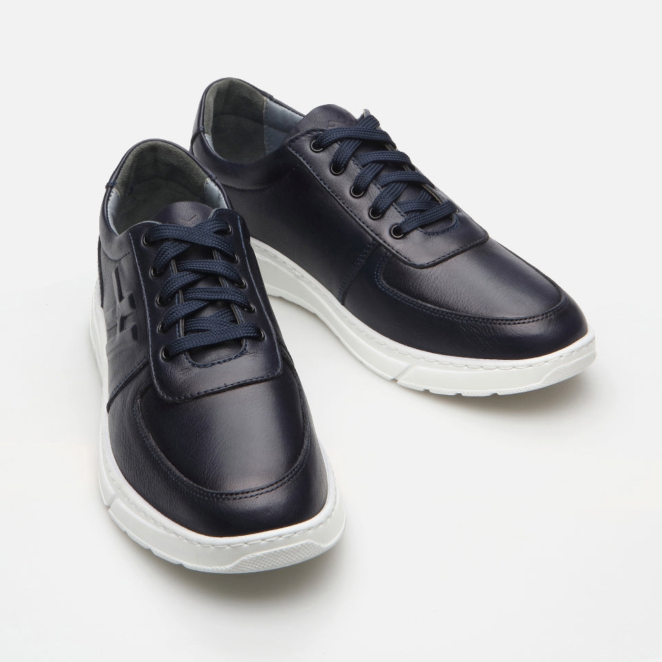 Genuine Leather Navy Blue Yaya Men's Sports Shoes