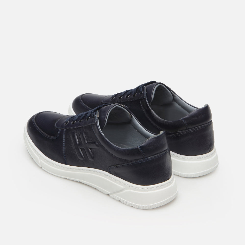 Genuine Leather Navy Blue Yaya Men's Sports Shoes