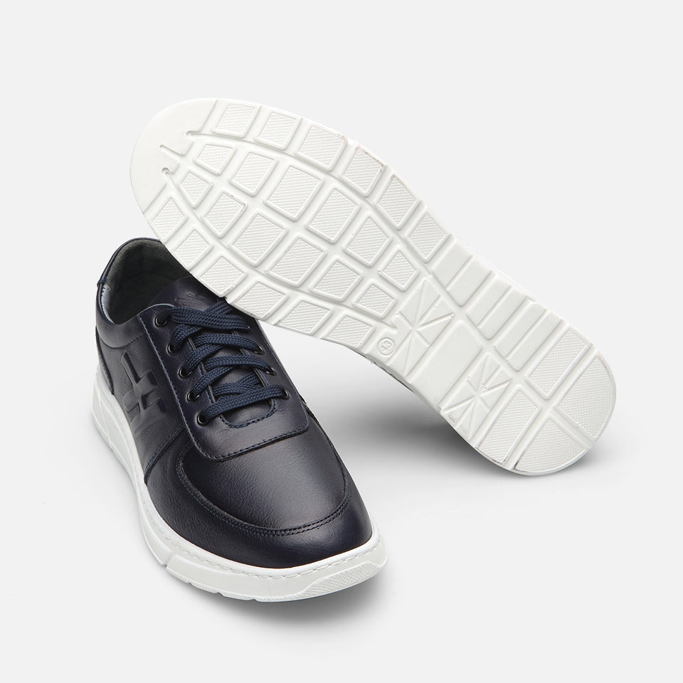 Genuine Leather Navy Blue Yaya Men's Sports Shoes