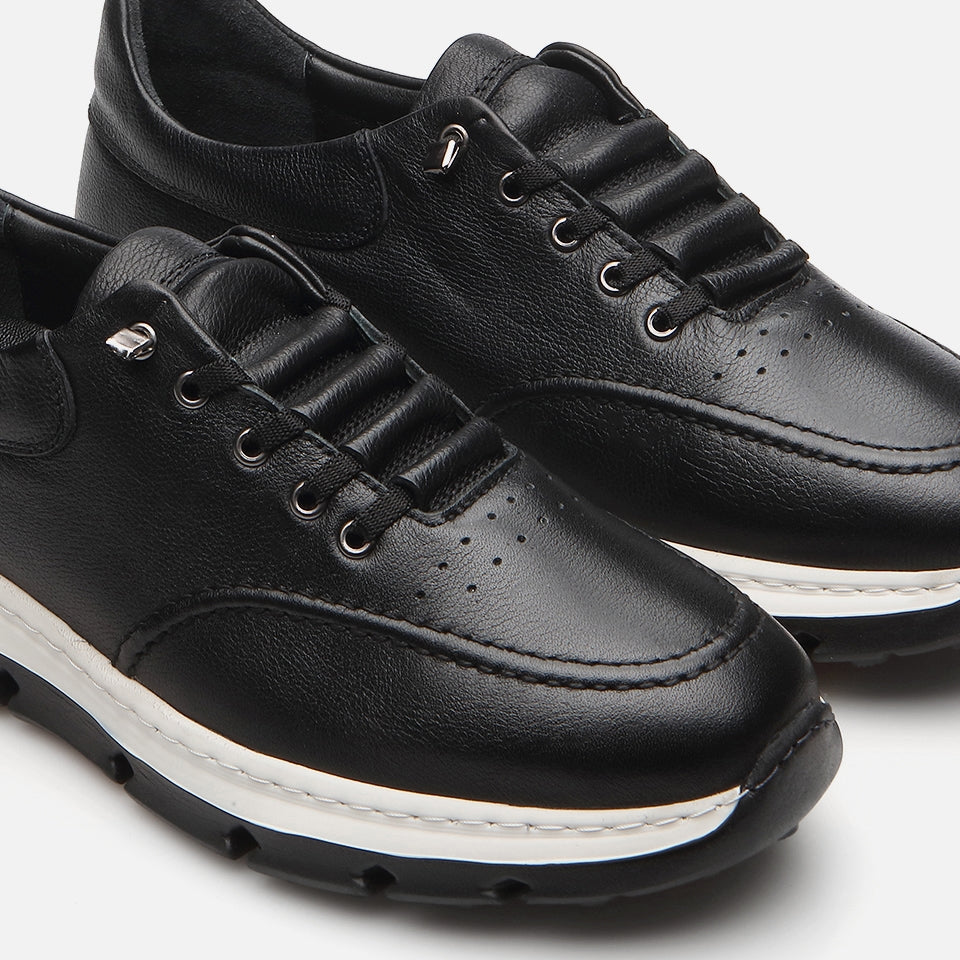 Genuine Leather Black Spring Men's Sports Shoes