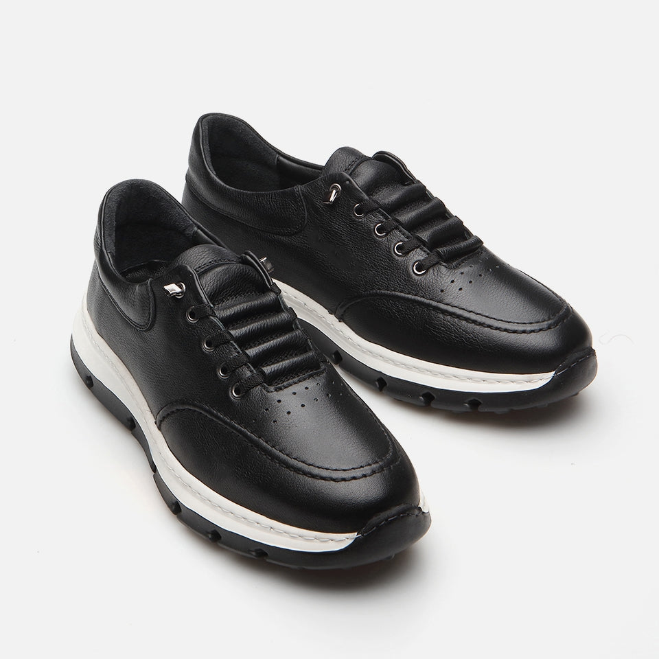 Genuine Leather Black Spring Men's Sports Shoes