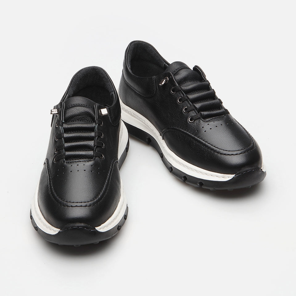 Genuine Leather Black Spring Men's Sports Shoes