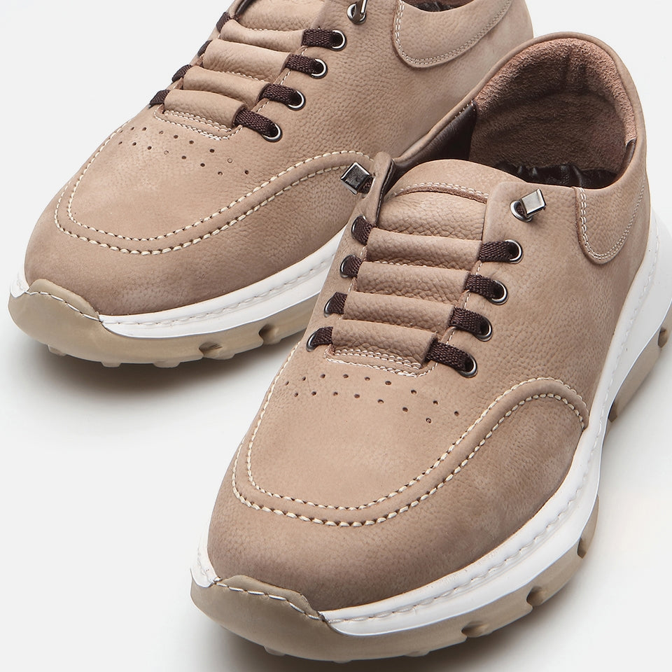 Genuine Leather Sand Beige Spring Men's Sports Shoes
