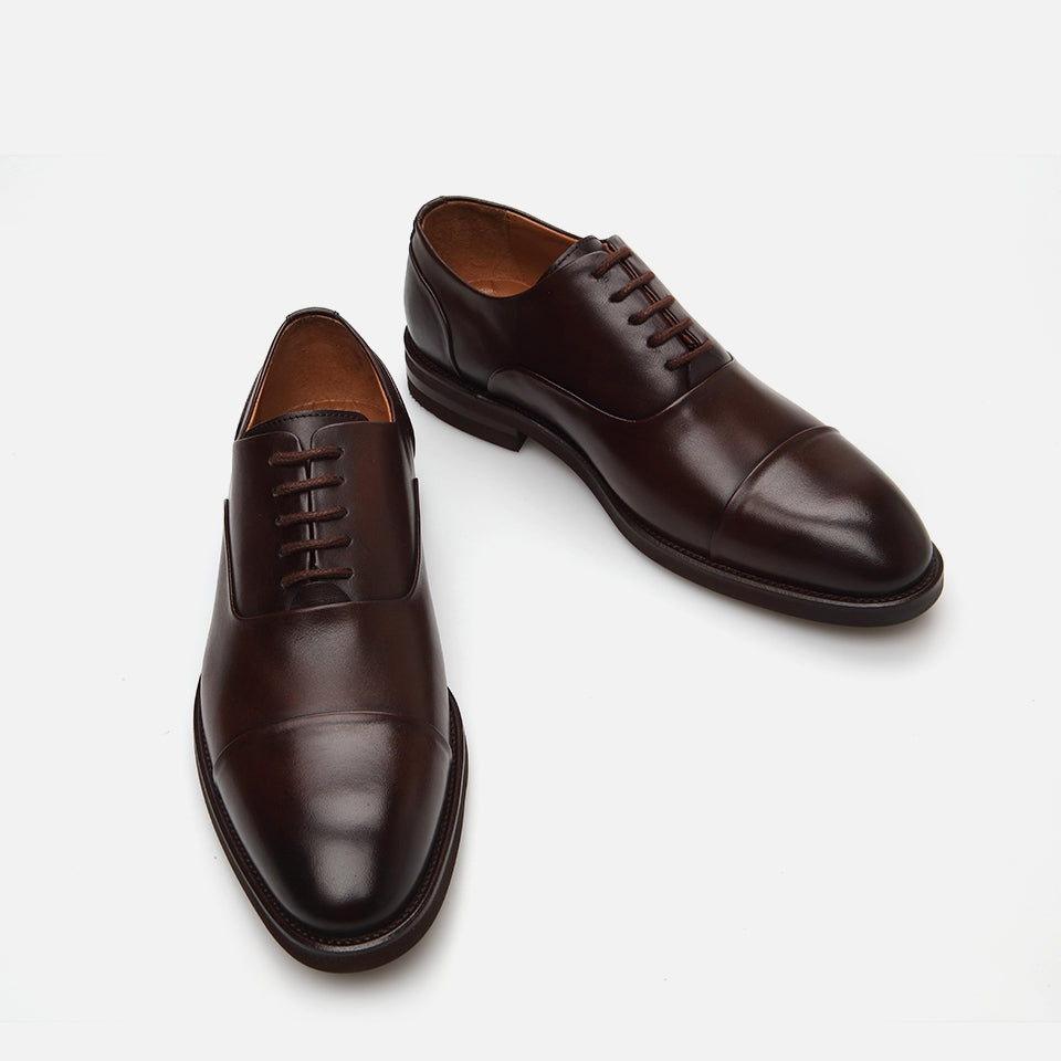 Men's Brown Leather Classic Shoes - Genuine Leather