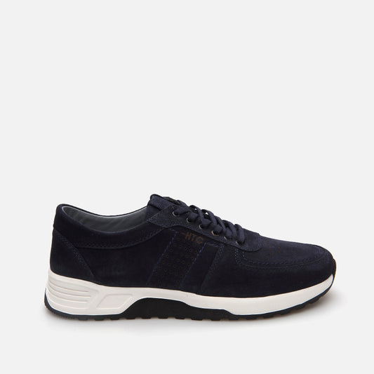 Genuine Leather Navy Blue Men's Sports Shoes