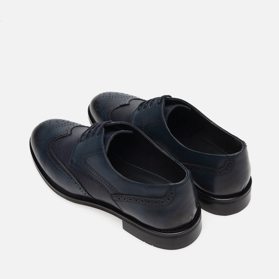 Genuine Leather Navy Blue Men's Classic Shoe