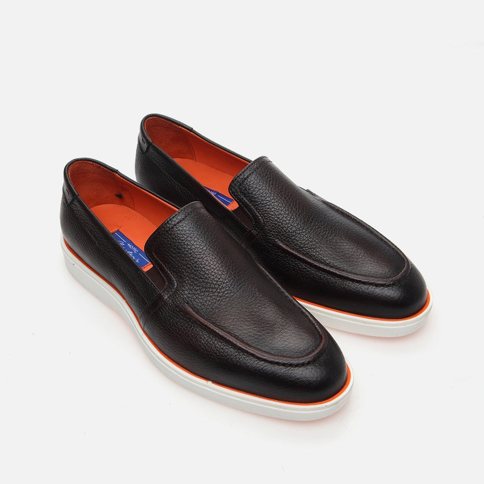 Men's Brown Leather Loafers - Genuine Leather