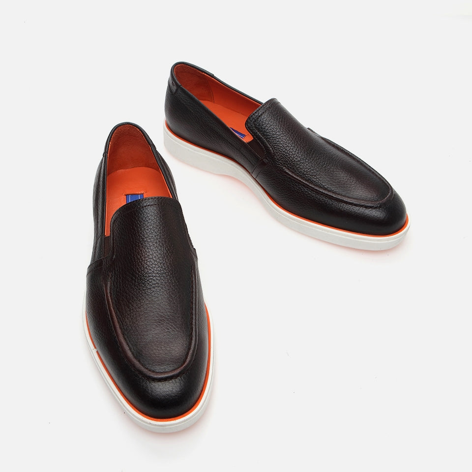 Men's Brown Leather Loafers - Genuine Leather