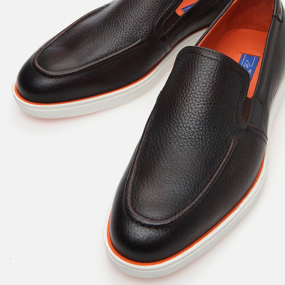 Men's Brown Leather Loafers - Genuine Leather