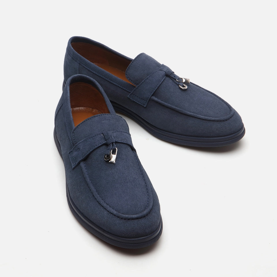Genuine Leather Navy Blue Men's Loafer