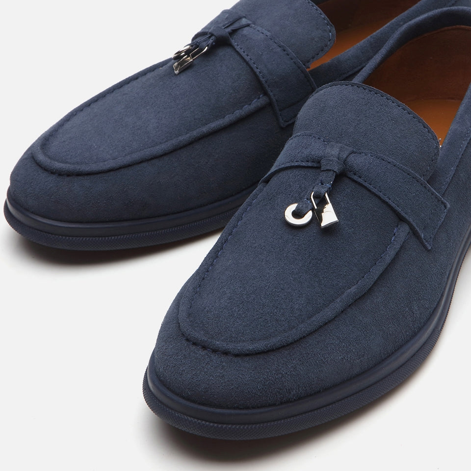 Genuine Leather Navy Blue Men's Loafer