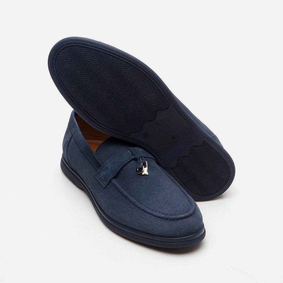 Genuine Leather Navy Blue Men's Loafer