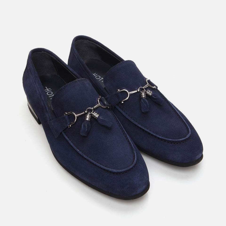 Genuine Leather Navy Blue Men's Loafer