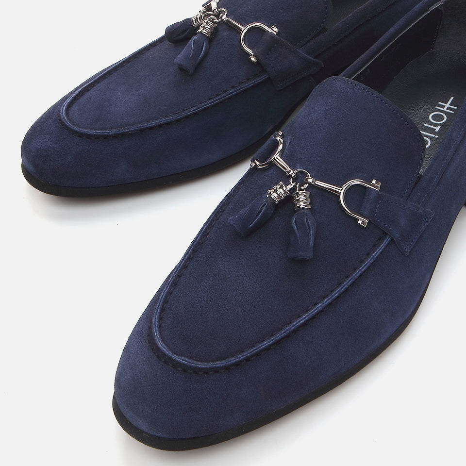 Genuine Leather Navy Blue Men's Loafer